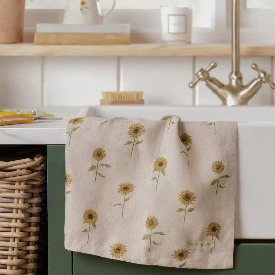 Sunflower Linen Tea Towel image 1