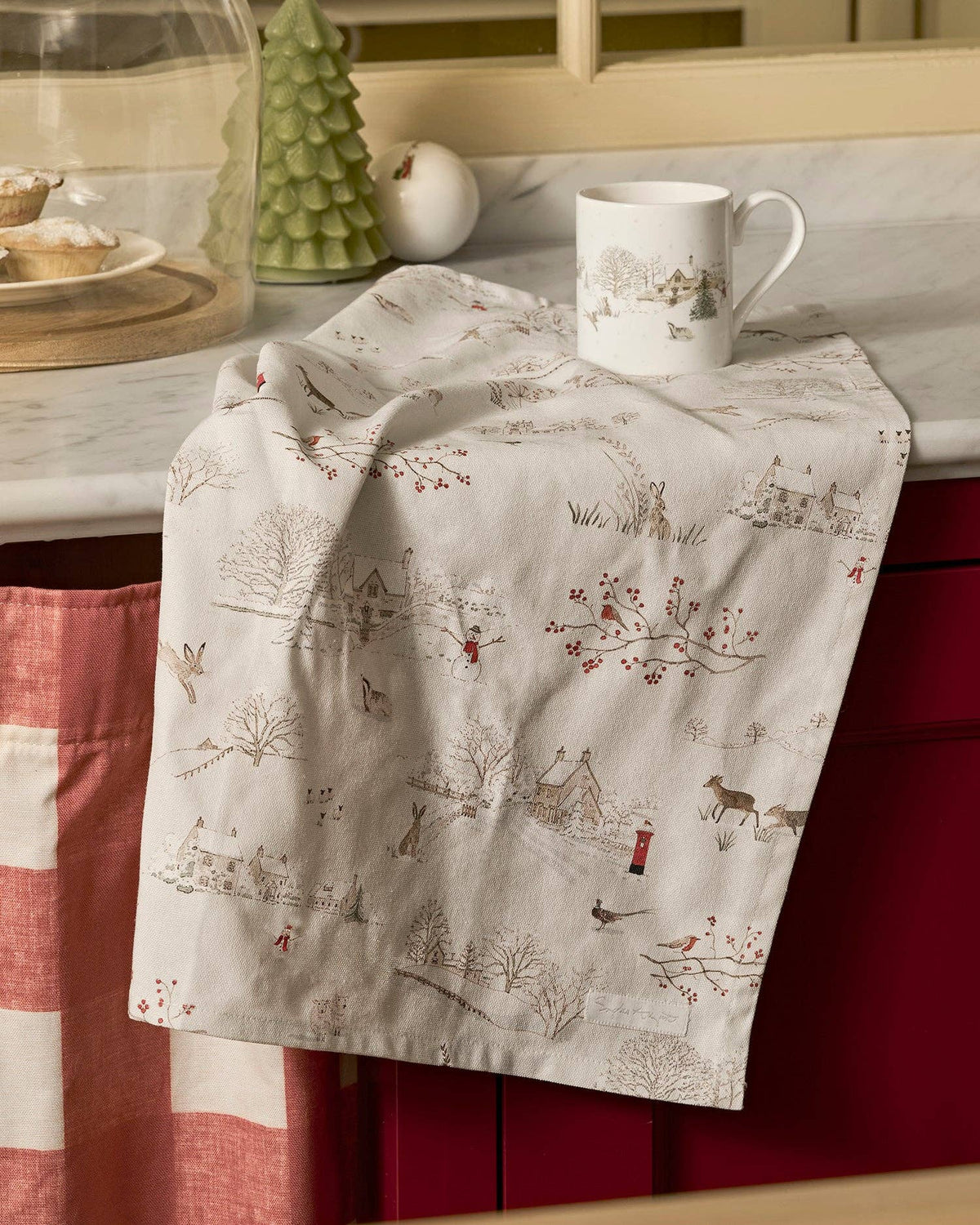 Snowy Village Tea Towel