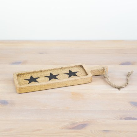 32cm Black Stars Wooden Chopping Board image 0