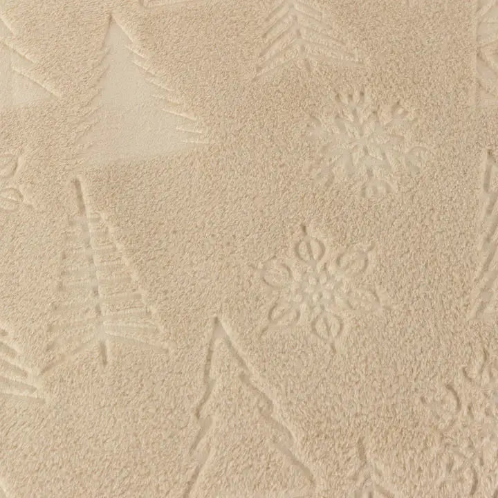 Festive Time Embossed Fleece Throw Natural