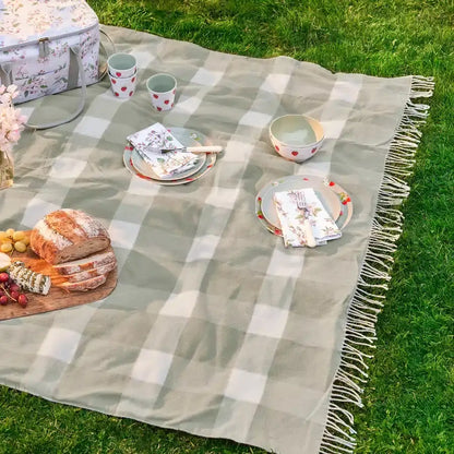 Gingham Picnic Blanket - Olive image 1