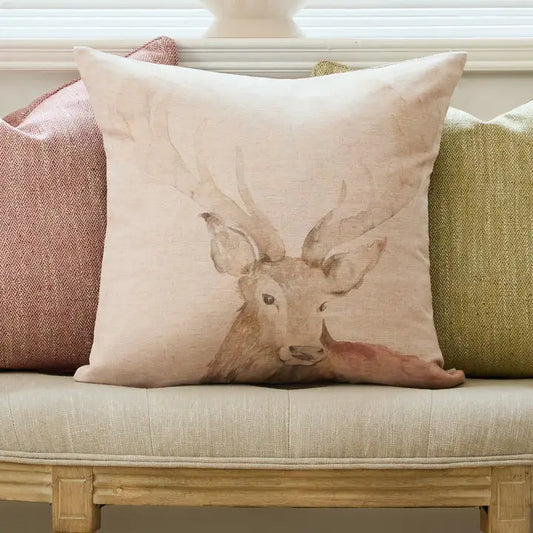 Gregor Stag Printed Cushion Natural