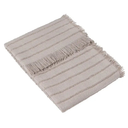 Hazie Woven Fringed Throw Griege image 0