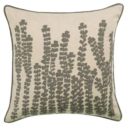 Herb Embroidered Cushion Steel image 0