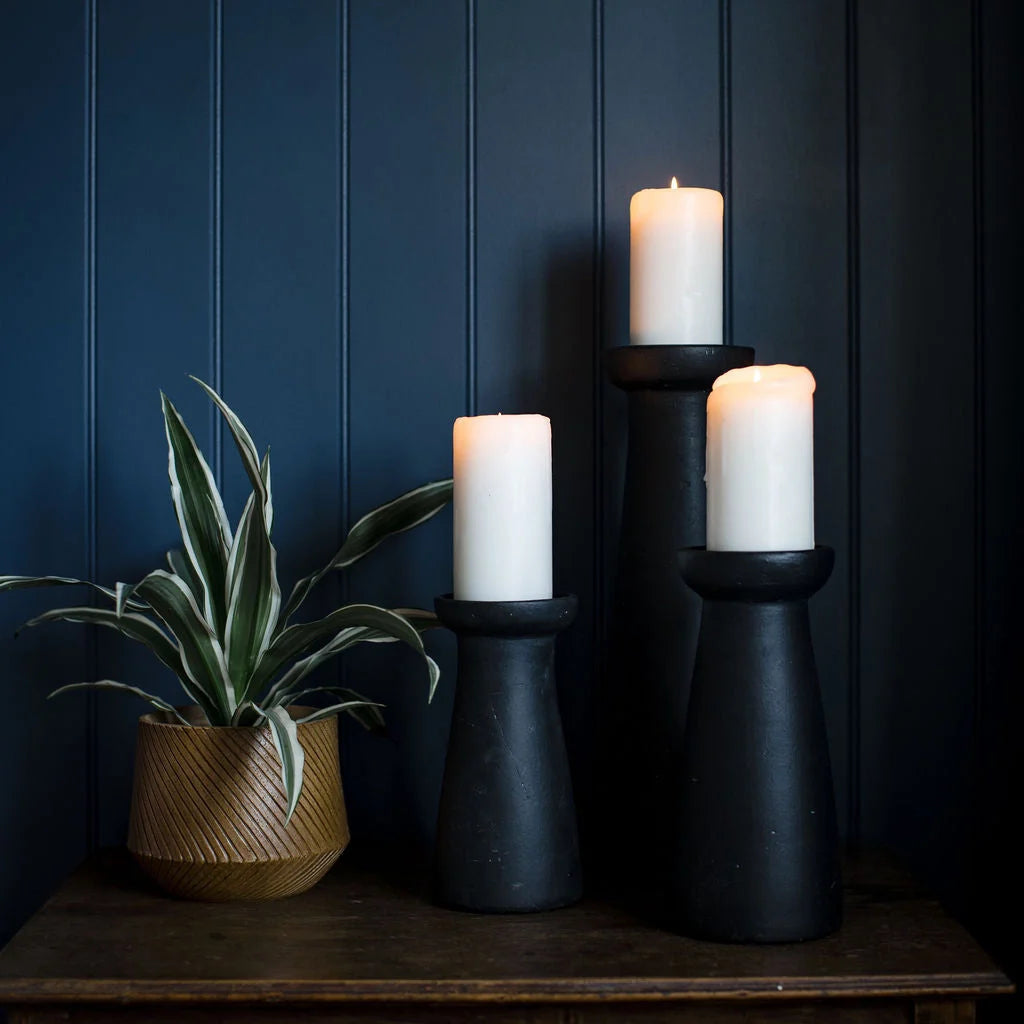Irthing - Black Terracotta Chunky  Candle Holder