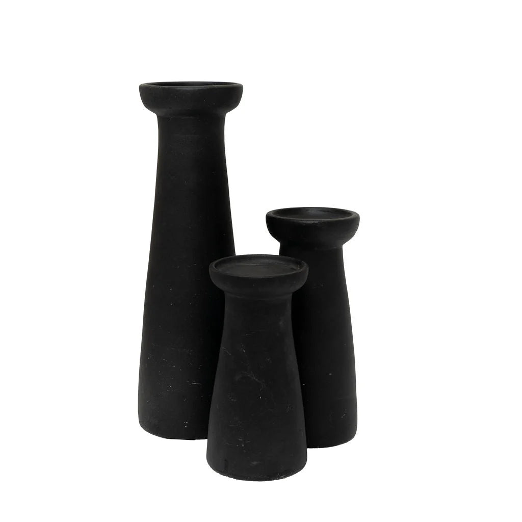 Irthing - Black Terracotta Chunky  Candle Holder