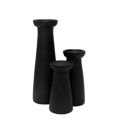 Irthing - Black Terracotta Chunky  Candle Holder