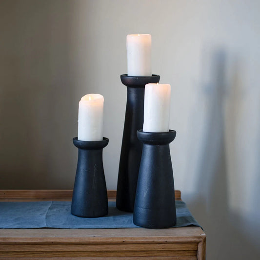 Irthing - Black Terracotta Chunky  Candle Holder