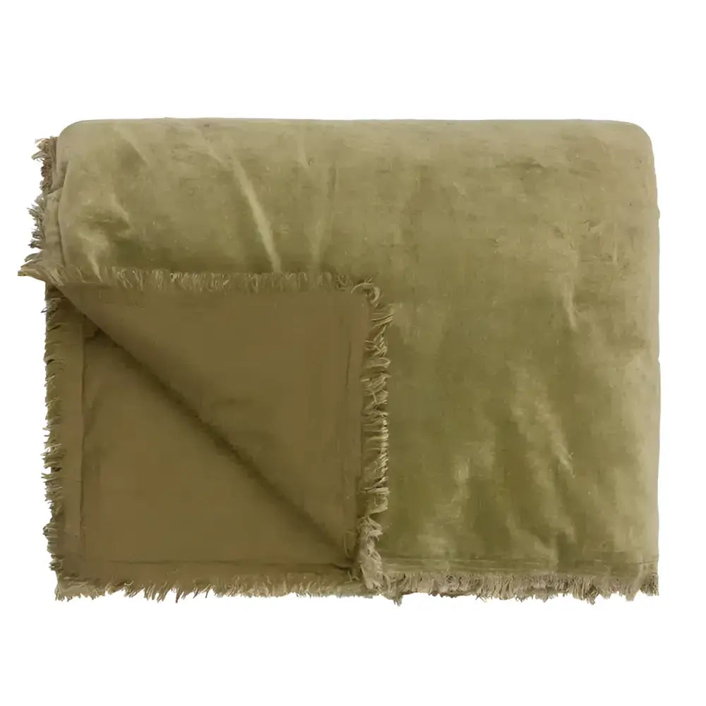 Jaye Cotton Velvet Filled Bedspread Moss image 2