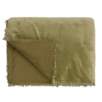 Jaye Cotton Velvet Filled Bedspread Moss image 2