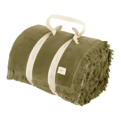 Jaye Cotton Velvet Filled Bedspread Moss image 0