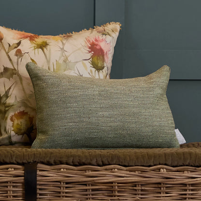 Bailey Brushed Cotton Velvet Cushion Green/Buttermilk