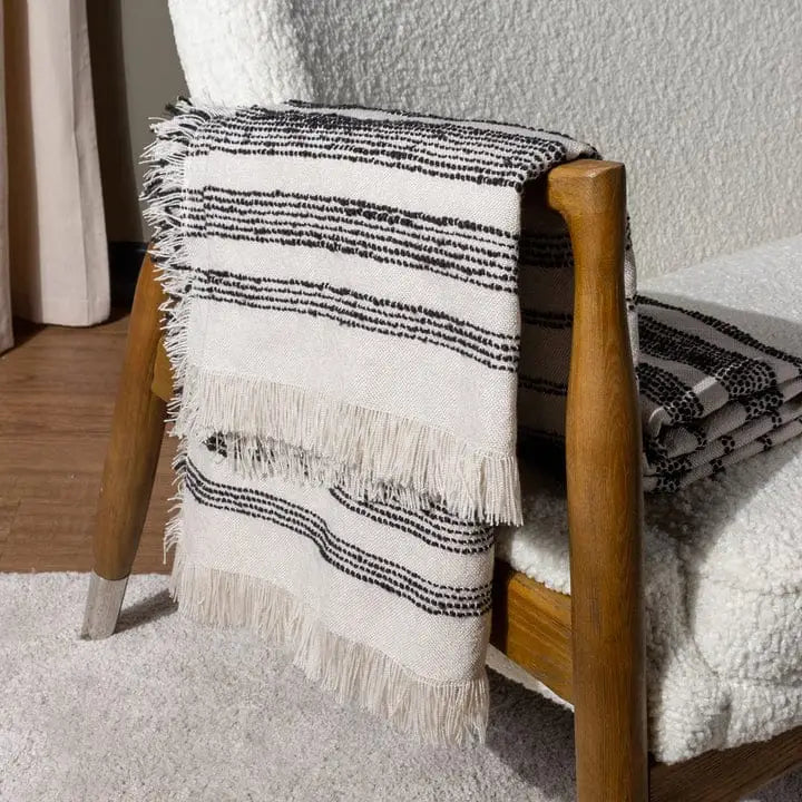 Jour Woven Fringed Throw Natural image 1