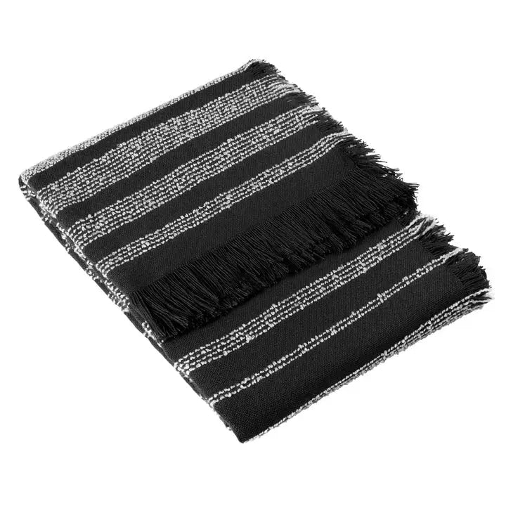 Jour Woven Fringed Throw Noir image 0