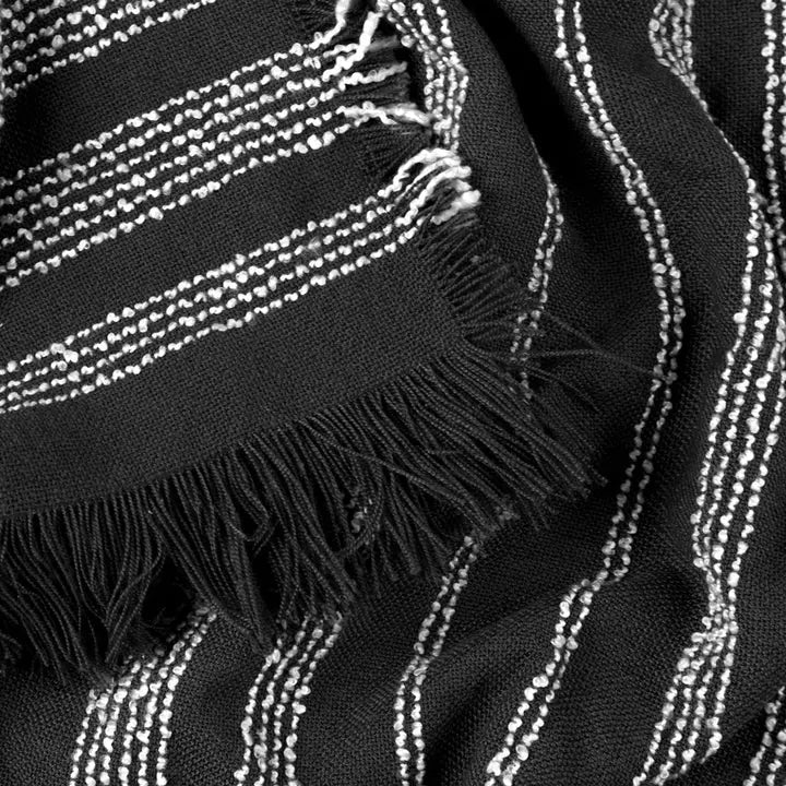 Jour Woven Fringed Throw Noir image 2