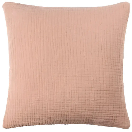 Lark Muslin Crinkle Cotton Cushion Pink Clay image 0