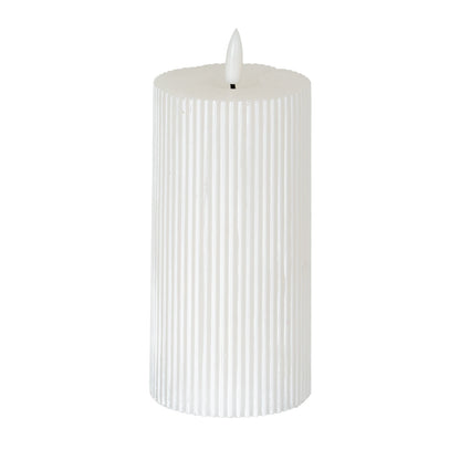 Luxe Collection Natural Glow 3x6 Textured Ribbed LED Candle