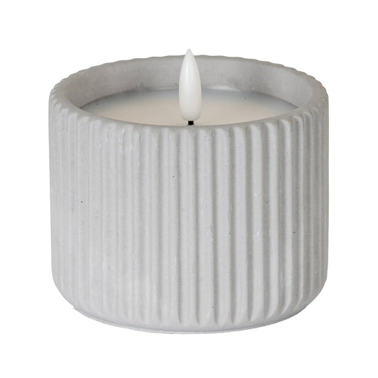 Luxe Collection Natural Glow Chalk Ribbed Medium Led Candle
