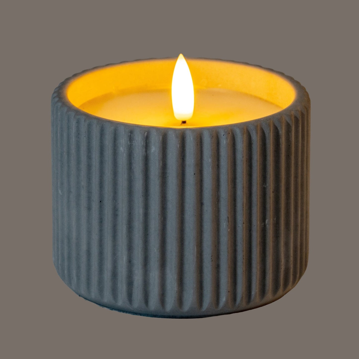 Luxe Collection Natural Glow Chalk Ribbed Medium Led Candle