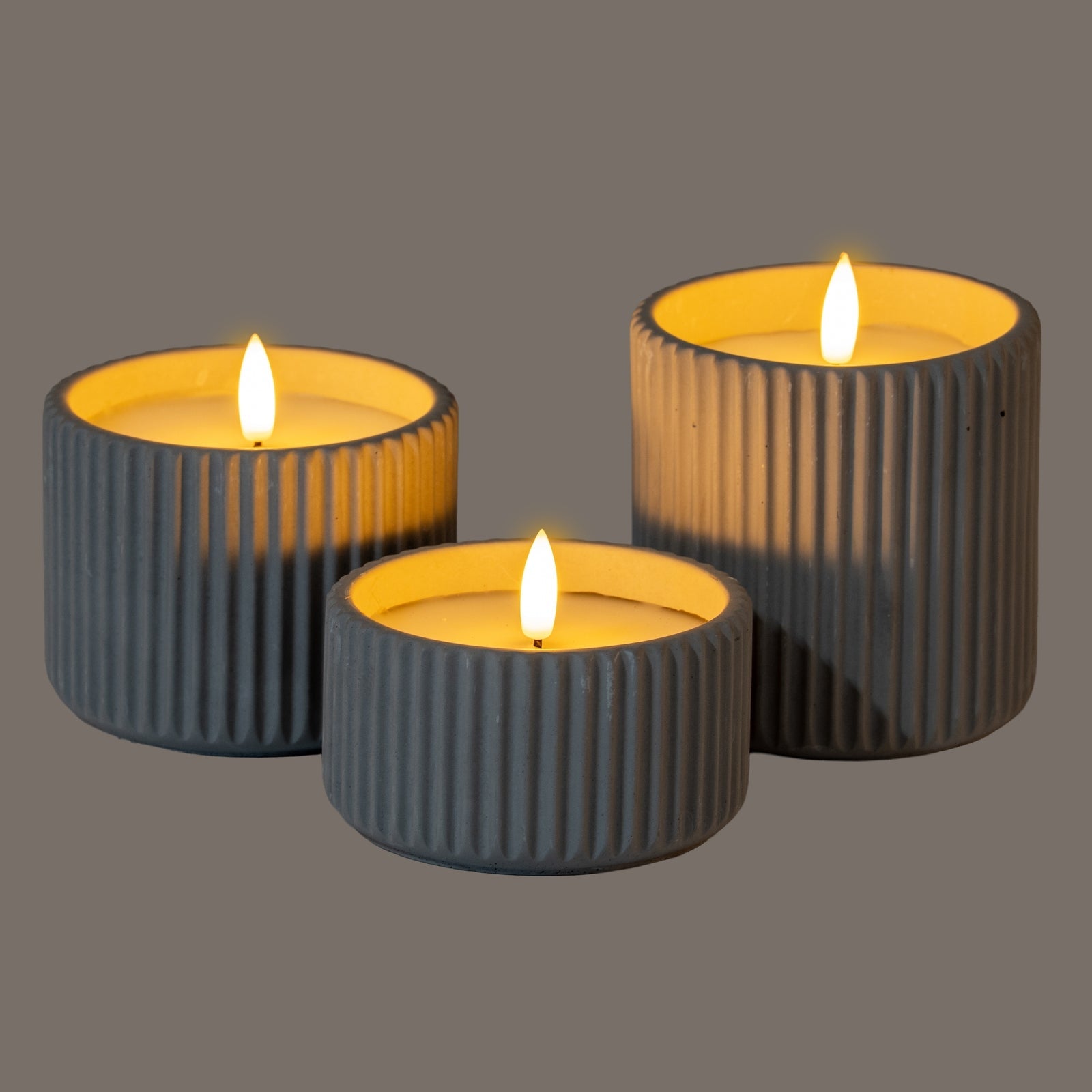 Luxe Collection Natural Glow Ribbed Small Led Candle