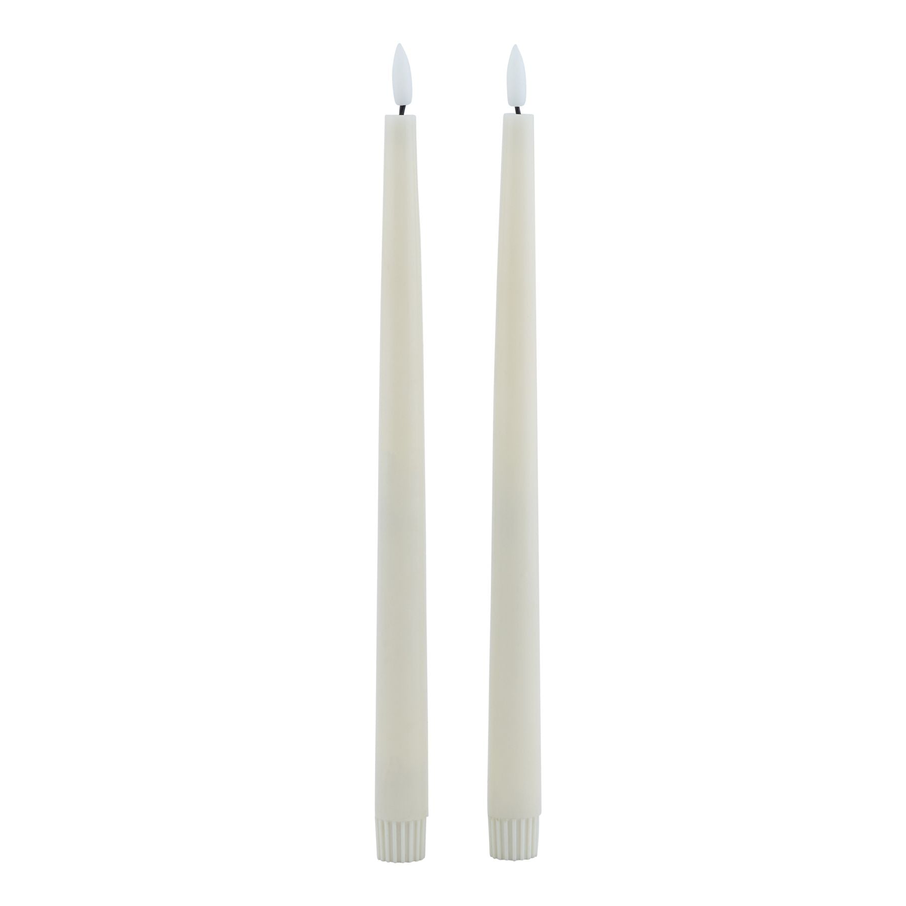 Luxe Collection Set of 2 Taupe LED Wax Dinner Candles