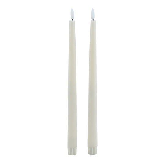 Luxe Collection Set of 2 Taupe LED Wax Dinner Candles