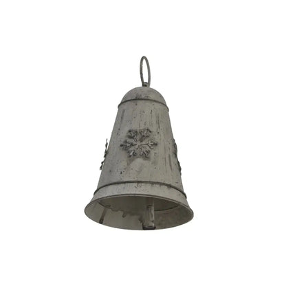 Medium Rustic Metal Hanging Bell With Snowflake