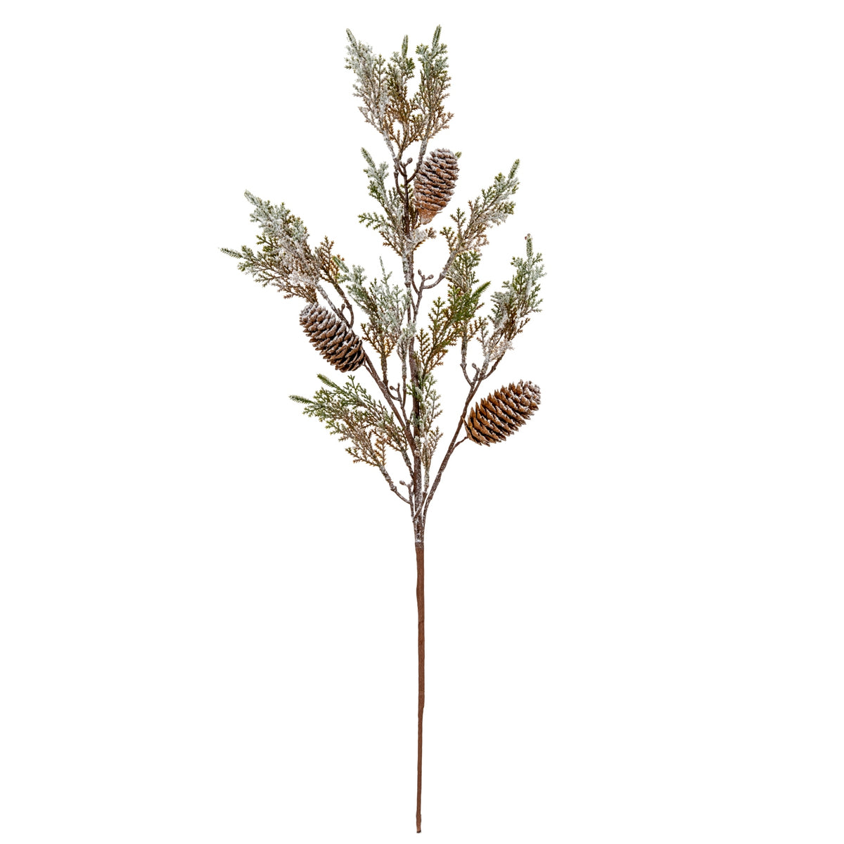 Frosted Cypress Fir Branch Spray With Pinecones