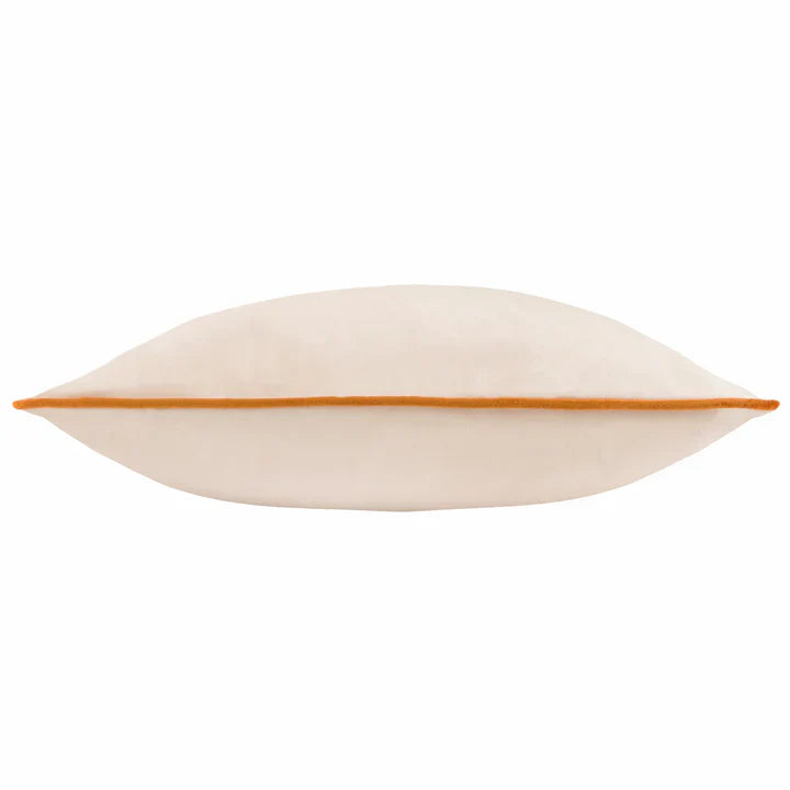 Meridian Velvet Cushion Ecru/Ginger