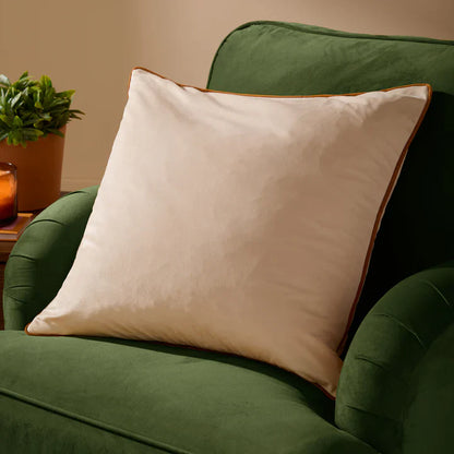 Meridian Velvet Cushion Ecru/Ginger