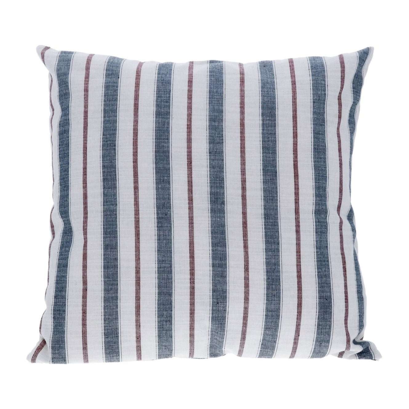 Square Navy & Red Striped Cushion