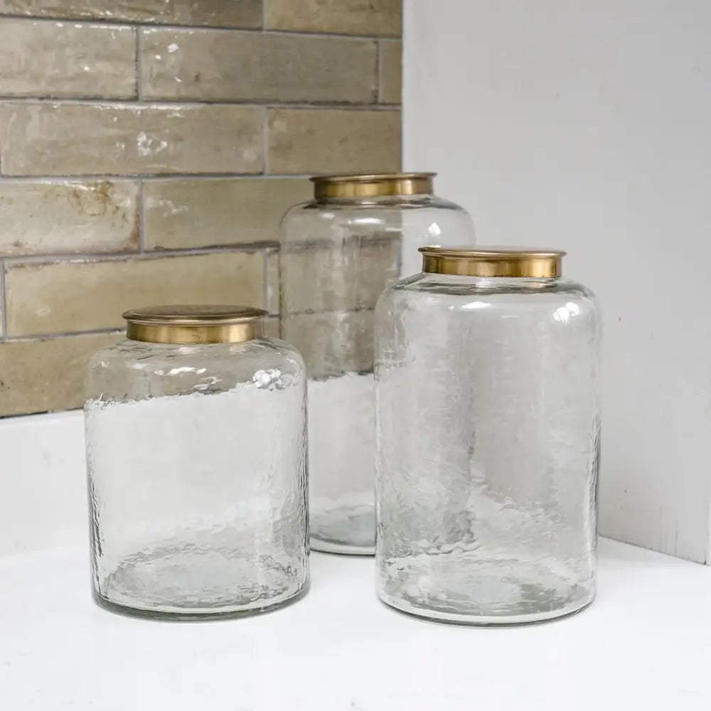 Newark Hammered Glass Lidded Storage Container - Medium