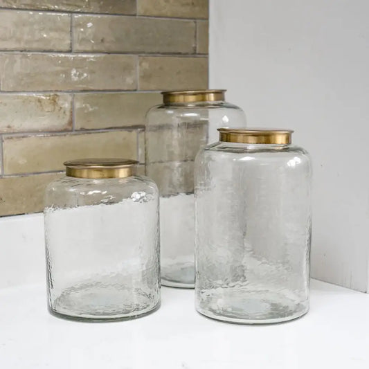 Newark Hammered Glass Lidded Storage Container - Medium