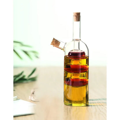 2 in 1 Oil and Vinegar Glass Bottle with Cork Stopper