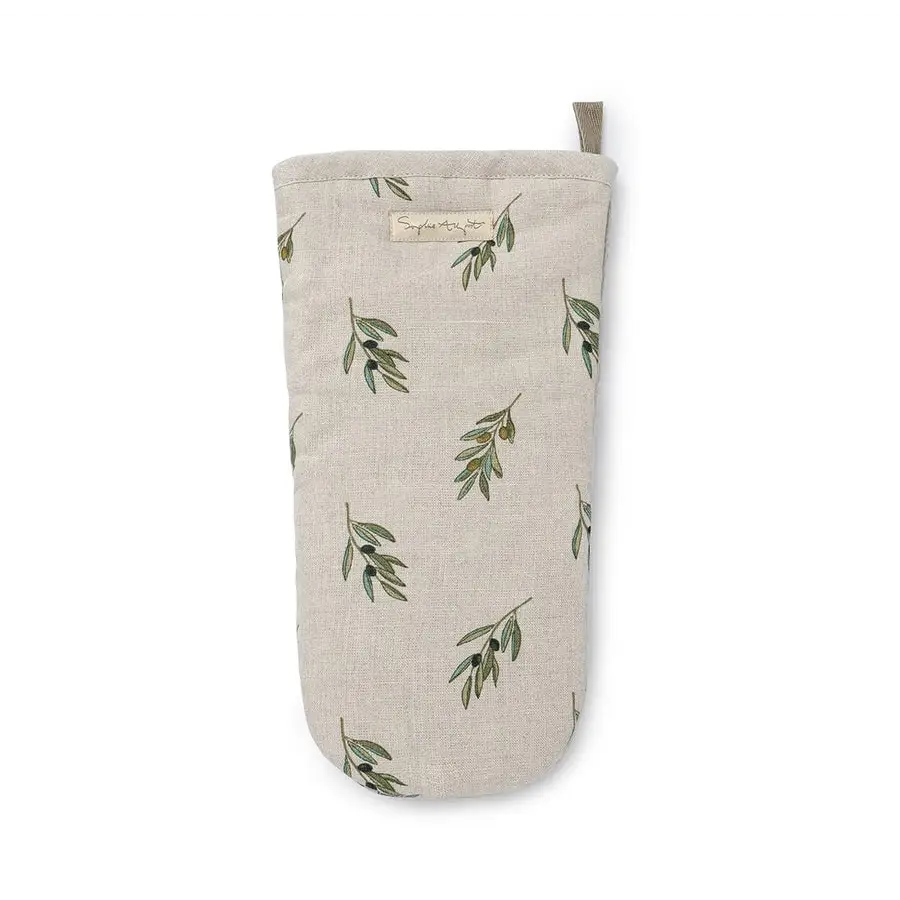 Olive Linen Oven Mitt image 0