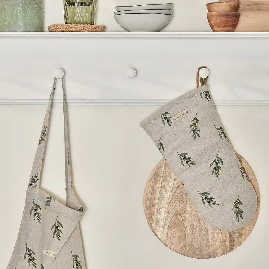 Olive Linen Oven Mitt image 1