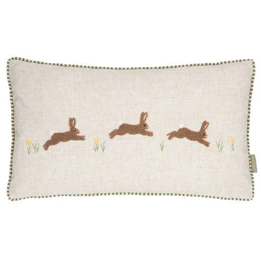 Ramble Hares Tufted Cushion Sage