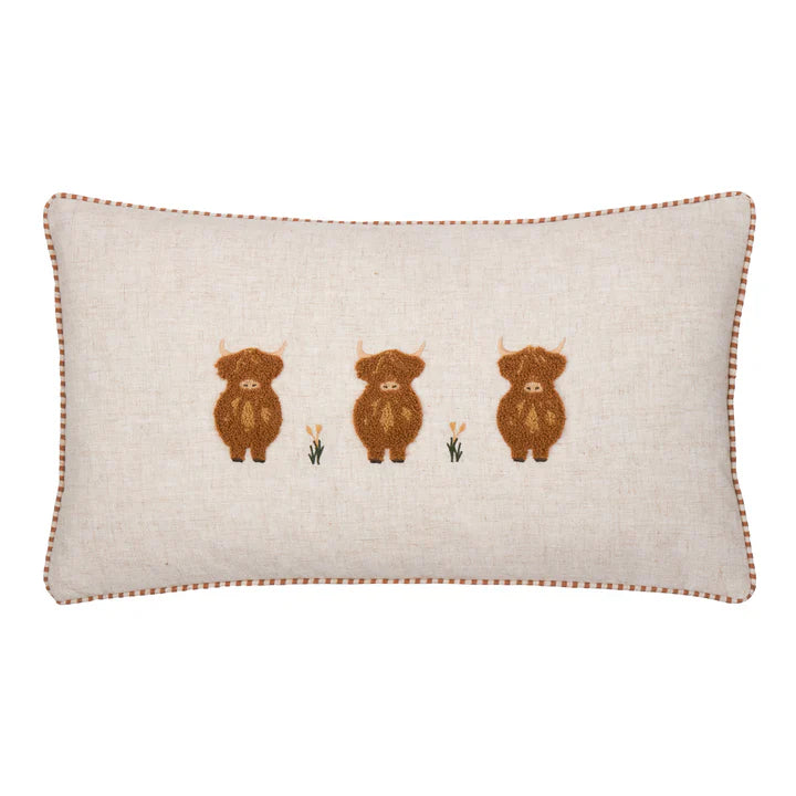 Ramble Highland Cow Tufted Cushion Ginger