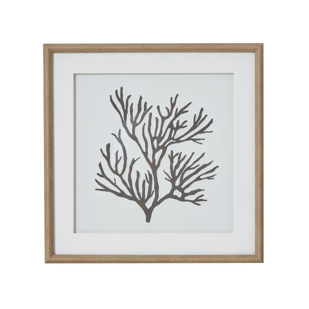 Reef Coral Art Mounted In Beaded Frame