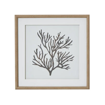 Reef Coral Art Mounted In Beaded Frame