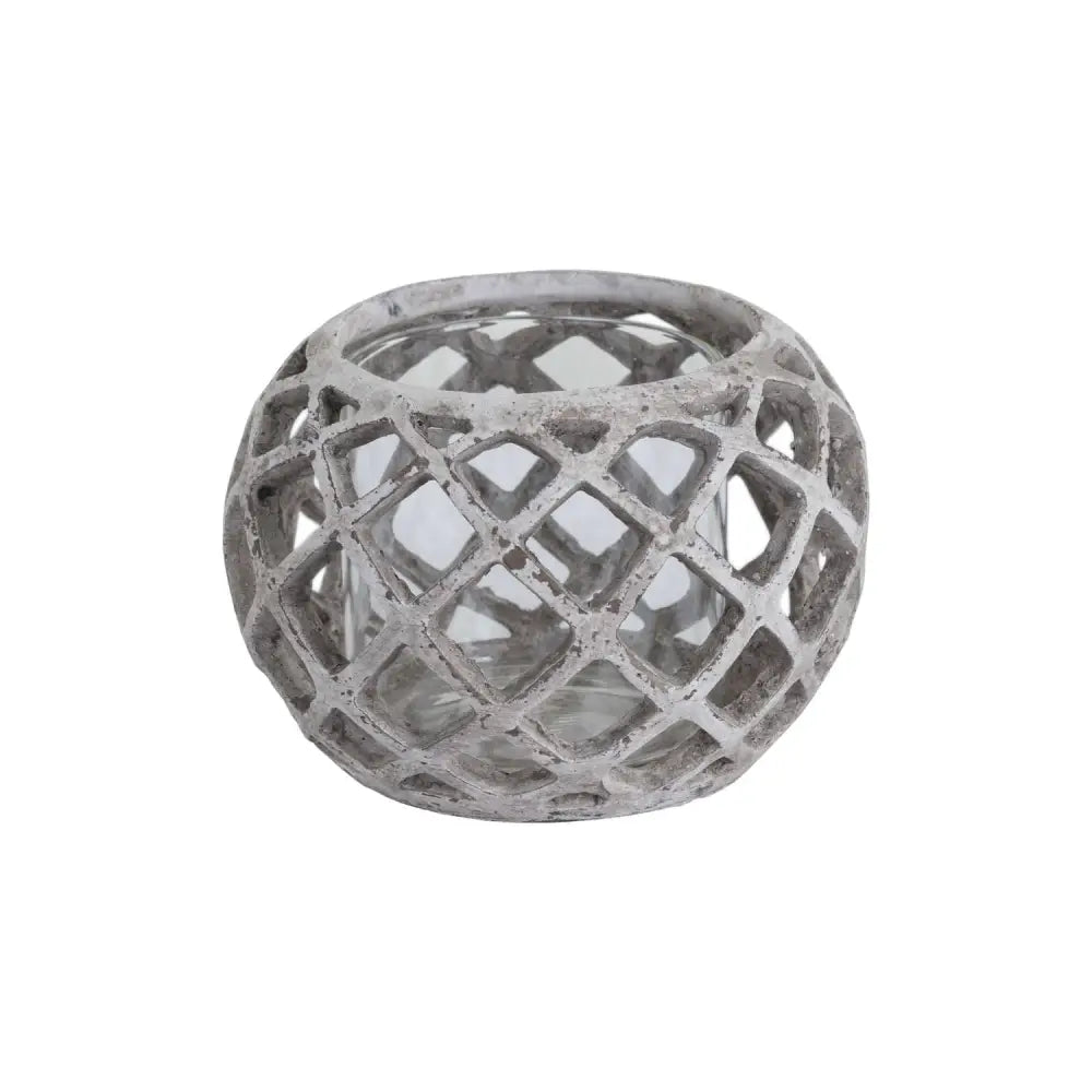 Round Ceramic Lattice Hurricane Lantern - Large image 0