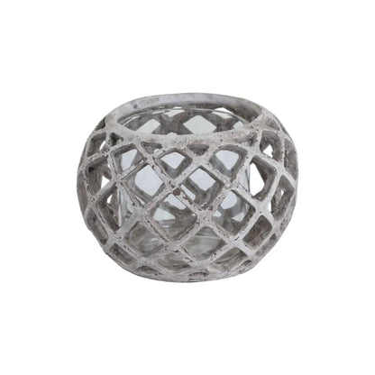 Round Ceramic Lattice Hurricane Lantern - Large image 0