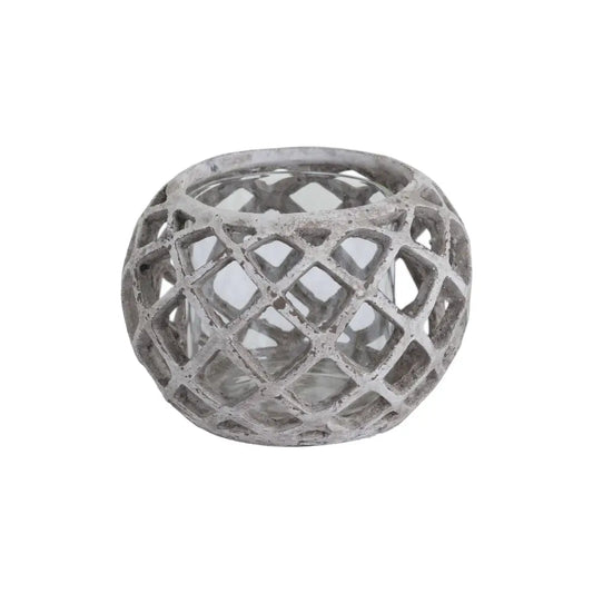 Round Ceramic Lattice Hurricane Lantern - Large image 0