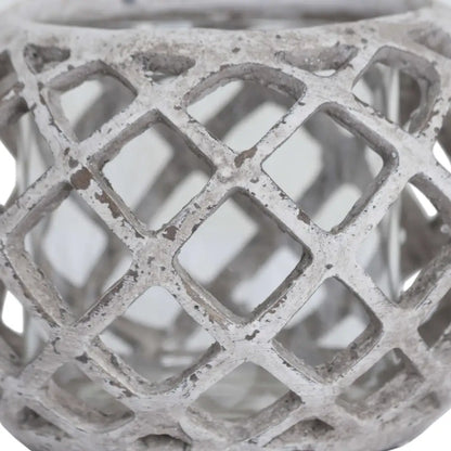 Round Ceramic Lattice Hurricane Lantern - Large image 1