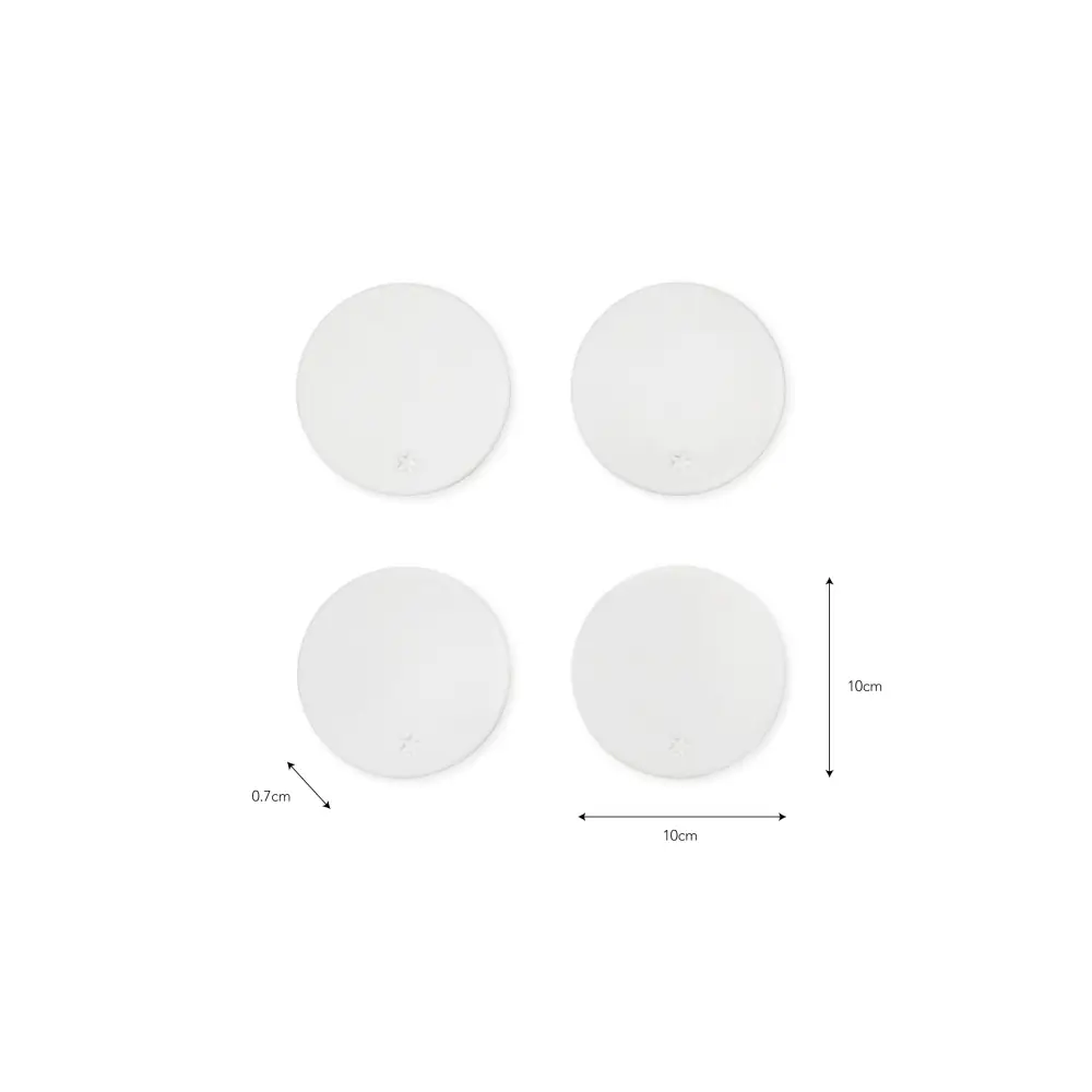 Round Coasters Ceramic Set of 4 White
