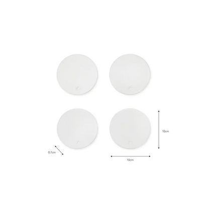 Round Coasters Ceramic Set of 4 White