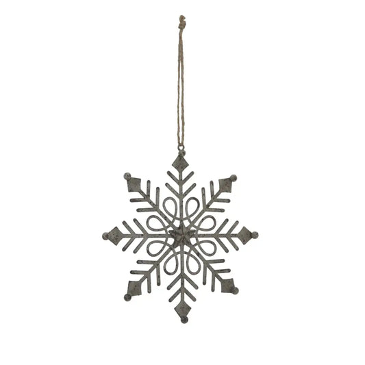 Rustic Hanging Gem Snowflake Decoration