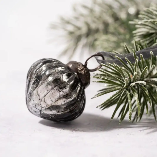 Set of 6 Slate 1’’ Crackle Glass Lantern Christmas Decoration