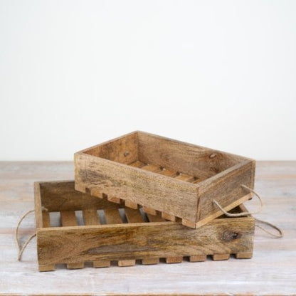 Small Slatted Wood Serving Tray