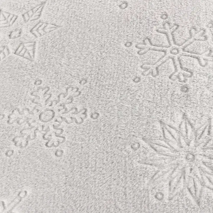 Snowflakes Faux Fur Cushion Grey